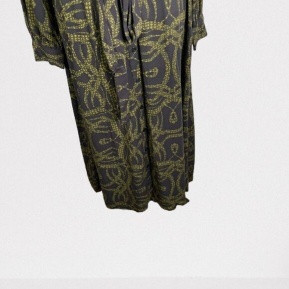 Richard Allan x H&M NWOT Women's Shirt Midi Dress Size 4 Brow/ Green Printed - Picture 7 of 12
